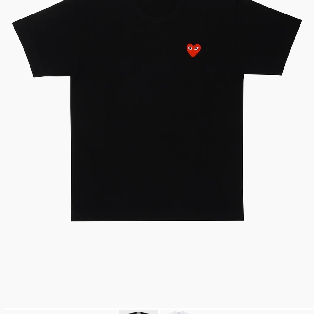 Comme Des Garçons Black Women’s T-Shirt with Red Heart Patch